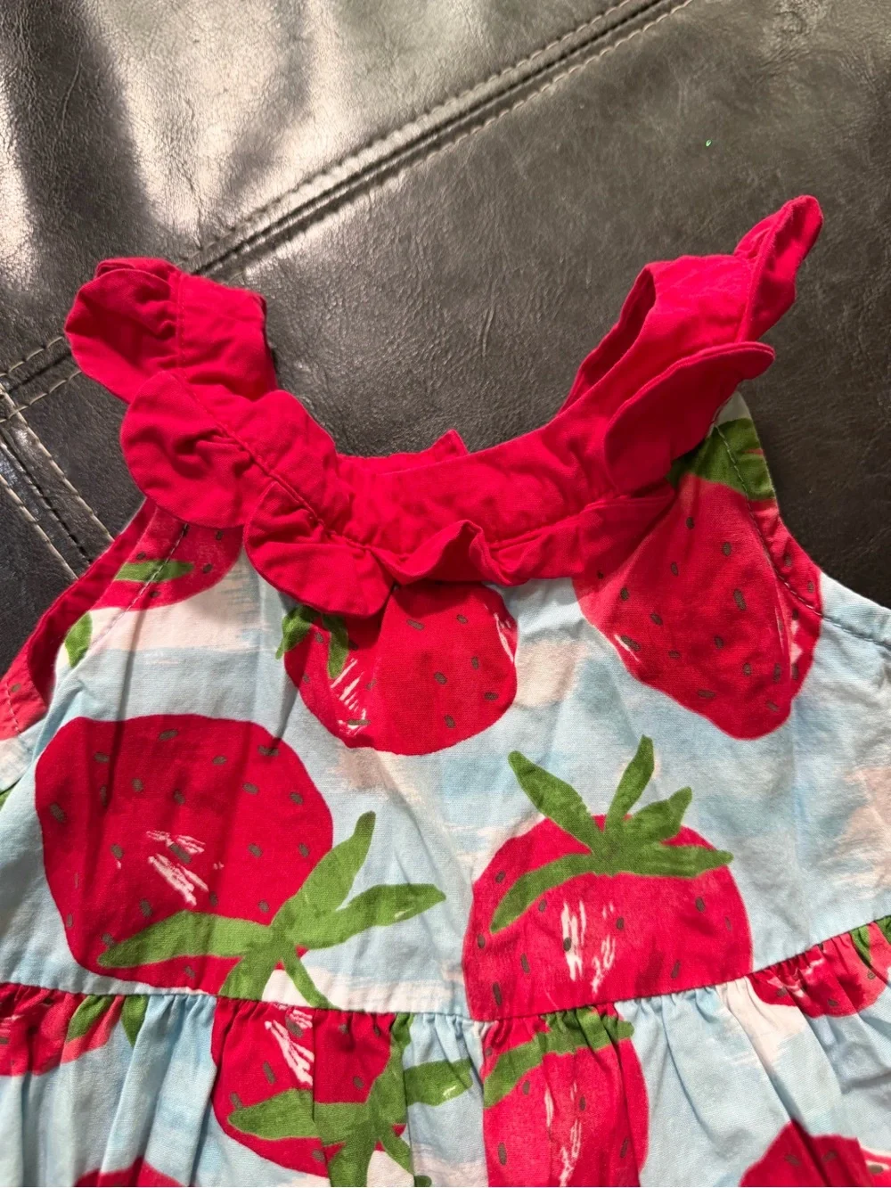 Gymboree - Girl’s Red Strawberry Print Ruffle Strap Dress